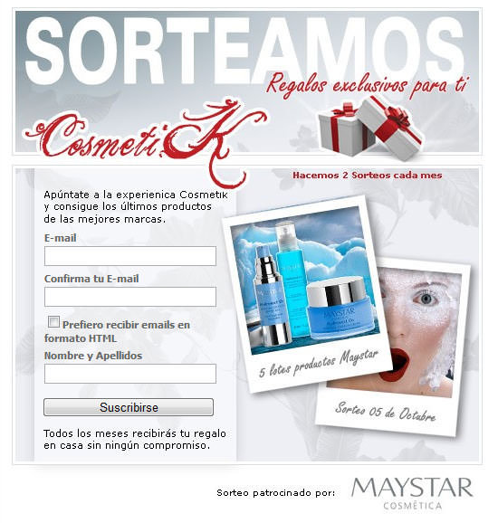 Sorteo cosmetik desde Facebook