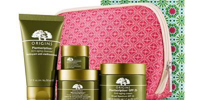 kit de limpiadora, crema de día, crema de noche y contorno de ojos de Origins